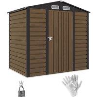 4Ft X 6Ft Galvanized Steel Garden Storage Shed With Lock & Gloves