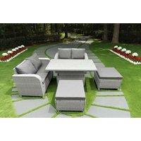 PE Rattan Garden Dining Set - 5-Seater, Weather-Resistant, Adjustable Table