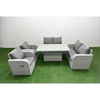2 Love Sofas With 2 Reclining Chairs & Adjustable Lifting Dining Table