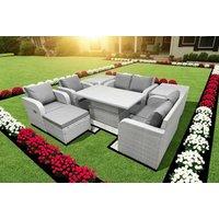 2 Love Sofas With 2 Reclining Chairs, Adjustable Lifting Dining Table, Big Footstool & Side Table