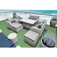 2 Love Sofa With 2 Reclining Chairs, Adjustable Lifting Dining, 2 Stools & Side Table