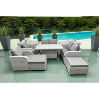 2 Love Sofa With 2 Reclining Chairs, Adjustable Lifting Dining, 2 Big Foot Stools & 2 Side Table