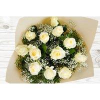 White Rose Bouquet - 12 Flowering Stems, Gift Bundle Option