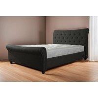 Monaco Grey Fabric Button Bed - Elegant Frame