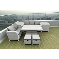 7-Seater PE Rattan Weather-Resistant Garden Dining Set with Rising Table