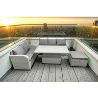 Stylish Rattan Dining Set with Love Sofa & Lifting Table