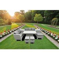 Modern Rattan 8-Piece Sofa Dining Set with Lifting Table