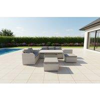 Modern Weather-Resistant Rattan 7-Seater Outdoor Sofa Dining Set with Lifting Table