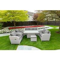 Modern 7-Seater Weather-Resistant Rattan Reclining Garden Sofa Set with Lifting Table