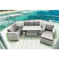 7-Seater Rattan Garden Recliner Set with Reclining Chair & Rising Table