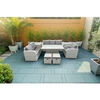 Modern 8-Seater Rattan Garden Recliner Dining Set with Rising Table