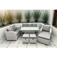 9-Seater Rattan Garden Recliner Set - Weather-Resistant Outdoor Lounge & Dining Suite