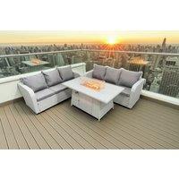 3-Seater PE Rattan Firepit Dining Set - Weather-Resistant Garden Sofa