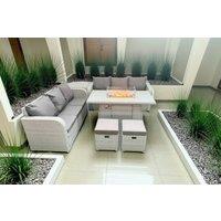 Rattan 6-Piece Garden Dining Set with Firepit
