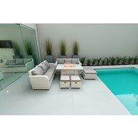 Luxurious Rattan 6-Piece Garden Firepit Dining Set