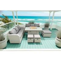 Modern Rattan 7-Piece Garden Firepit Dining Set