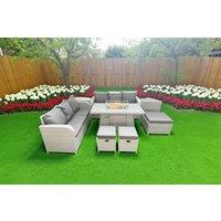 Rattan 8-Seater Weather-Resistant Garden Firepit Dining Set