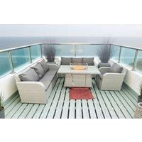 Rattan Recliner Dining Set with Firepit & 7-Seater Sofa