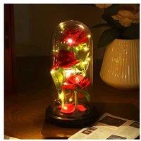 Three Rose In Glass Dome Eternal Flower Led Light
