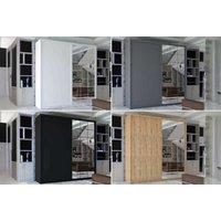 Daison Sliding 1 Mirror Door Wardrobe White/Black/Grey/Oak Colors