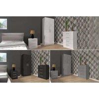 Bella High Gloss 2-Door Hinged Wardrobe Set With Storage Bed & Chest Drawers - Contemporary Bedroom Furniture