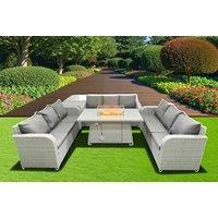 3 3-Seater Sofa With Firepit Dining Table & Side Table