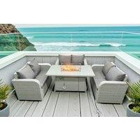 Rattan Garden Dining Set with Firepit Table