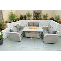 Rattan 6-Seater Garden Set with Firepit Table