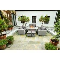 Luxury Rattan 8-Seater Dining Set with Firepit Table