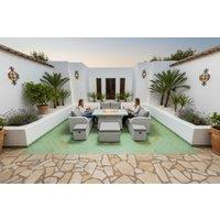 8 PCS U Shape Rattan Garden Dining Set with Firepit Table