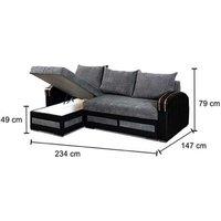 Konain Fabric Corner Sofa Bed with Storage - Grey & Brown, L-Shaped, Modern 3-Seater
