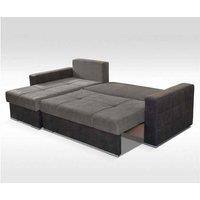 Linda L-Shape Corner Fabric Sofa Bed with Storage - Modern 5-Seater, Pull-Out Bed, Hidden Storage, Grey or Brown