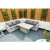 Luxury 6-Seater Rattan Garden Sofa Set with Adjustable Lifting Table