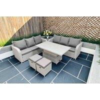 Weather-Resistant 8-Seater Rattan Garden Lounge & Dining Set with Adjustable Table