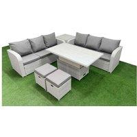 8-Seater Rattan Garden Dining Set with Lifting Table