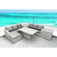 Rattan 7-Seater Garden Sofa Set With Adjustable Dining Table