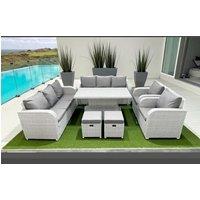 Modern Pe Rattan 10-Seater Reclining Sofa Set With Lifting Table
