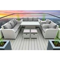 10-Seater Rattan Reclining Sofa Set with Lifting Table