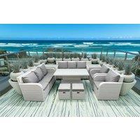 PE Rattan Reclining 10-Seater Dining Set with Lifting Table