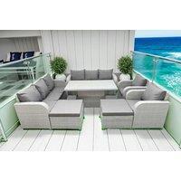 Pe Rattan 10-Seater Reclining Dining Set With Adjustable Table