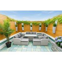 PE Rattan 10-Seater Reclining Dining Set with Lifting Table