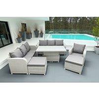 PE Rattan 9-Seater Reclining Sofa Set with Lifting Table