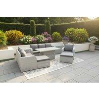 PE Rattan 9-Seater Reclining Garden Sofa Set with Lifting Table - Weather-Resistant Outdoor Lounge