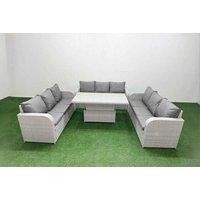 9-Seater Rattan U-Shape Sofa Set With Adjustable Table