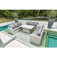 9-Seater Rattan Sofa Set with Adjustable Table & Side Tables