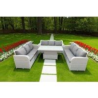 9-Seater PE Rattan Garden Sofa Set with Weather-Resistant Rising Table
