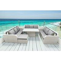 10-Seater Rattan Sofa Set with Lifting Table & Side Table