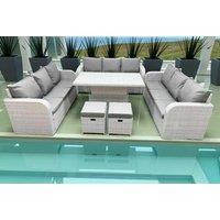 11-Seater Rattan Outdoor Furniture Set With Adjustable Table