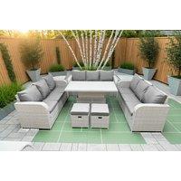 11-Seater Rattan Outdoor Sofa Set With Adjustable Table