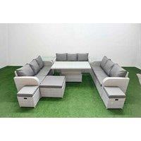 12-Seater Rattan Sofa Set with Lifting Table & Stools
